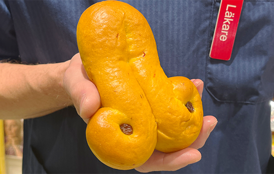 Närbild på Pressbyråns omtalade bakverk Lusseballen