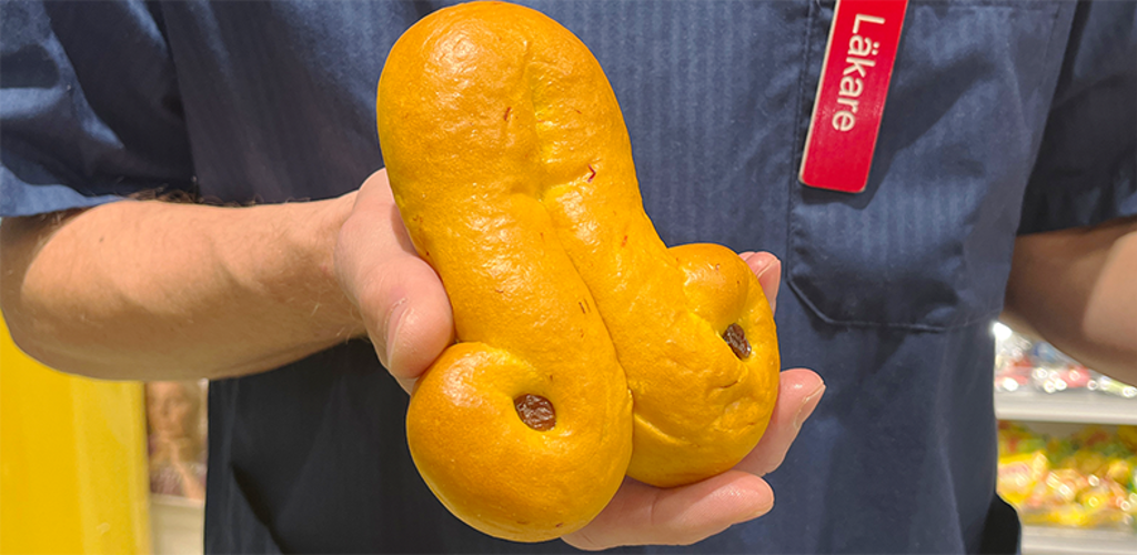 Närbild på Pressbyråns omtalade bakverk Lusseballen