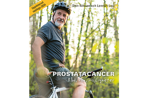 Omslagsbild på broschyr om prostatacancer föreställande en man på en cykel