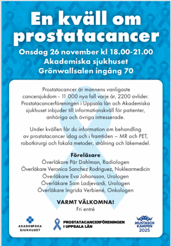 inbjudan till en kväll om prostatacancer på akademiska