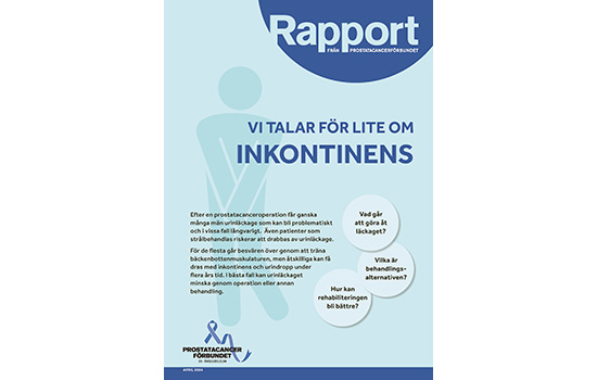 Omslagsbild på Prostatacancerförbundets rapport från 2024 om inkontinens