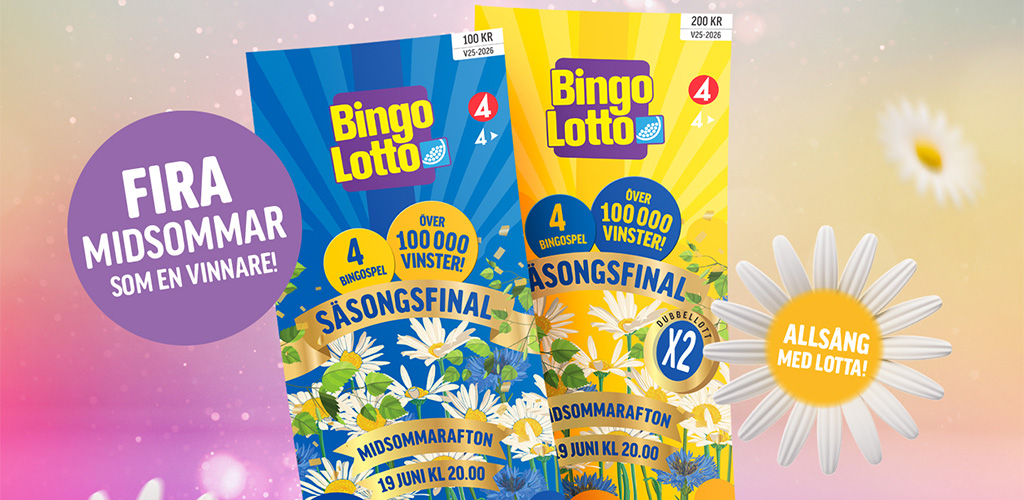 Närbild på bingolotter till midsommar