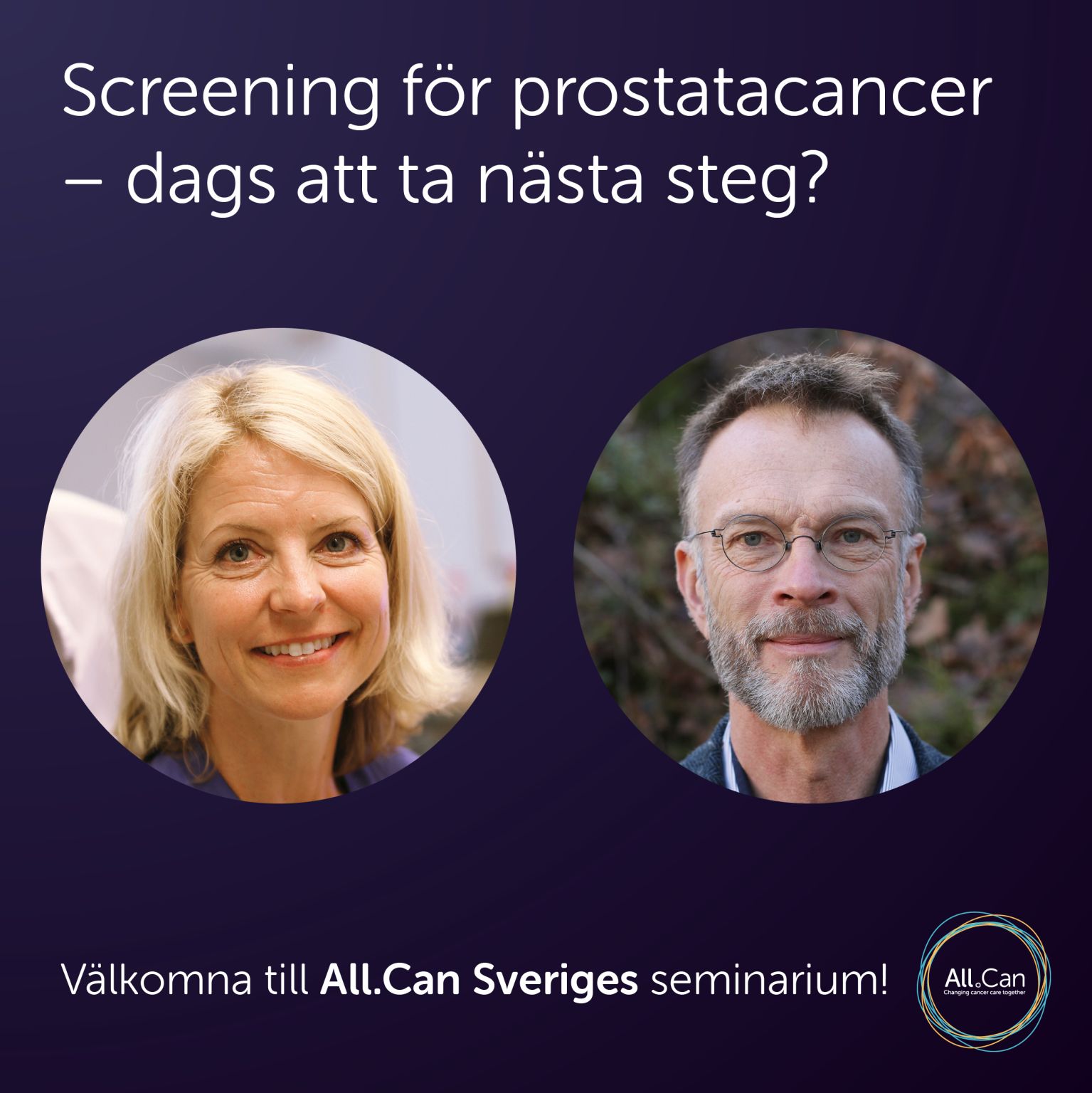 Seminarium 19 Maj | Screening för prostatacancer. Bild på Ola Bratt och Ingela Franck Lissbrandt
